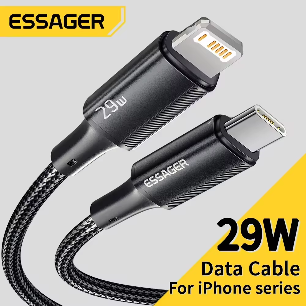 Essager สาย USB C สําหรับ iPhone 14 13 12 11 PRO MAX Xs 8 PLUS iPad MacBook สายไฟ 29W PD Fast CHARGING Type C แสงข้อมูลสายไฟ