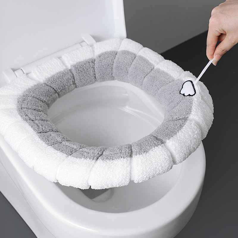 2856 Cojín de inodoro cálido tipo O de felpa gruesa, cojín Universal para inodoro, cojín reutilizable para asiento de inodoro de invierno, funda para asiento de inodoro