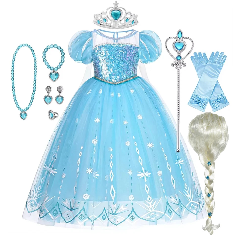 Elsa chico princesa Halloween Cosplay vestido disfraz elegante niña Reina de la nieve princesa Vestidos fiesta niños ropa