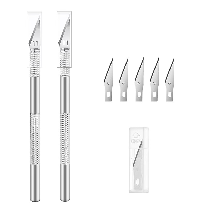 Kit de cuchillos de metal antideslizantes para grabar, 5 cuchillas, cuchillos artesanales para reparación de teléfonos móviles, PC, bricolaje, accesorios de herramientas manuales