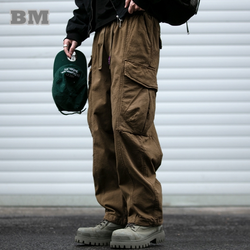 Oversized cargobroek voor heren Multi Pocket Loose Fit Streetwear Casual Amerikaanse stijl Koreaanse trendy mode broek met rechte pijpen