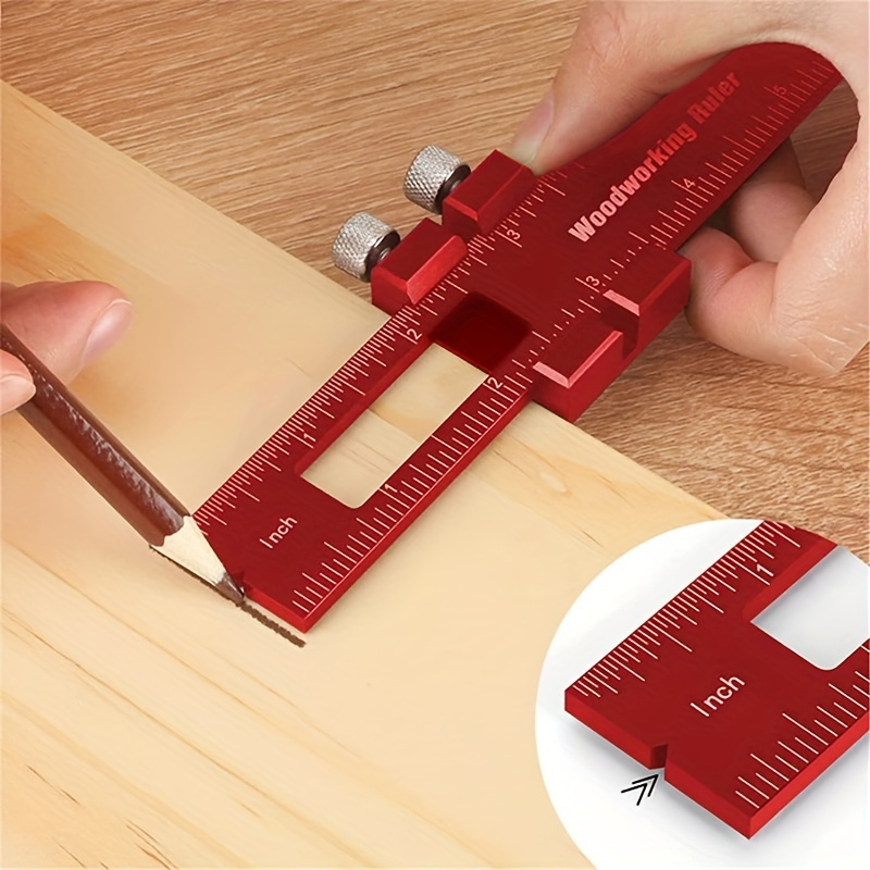 Regla de carpintero roja, regla de posicionamiento de aleación de aluminio, regla de carpintero, regla angular, regla de marcado multifunción