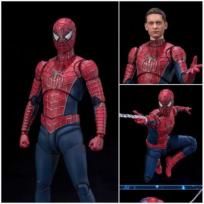 Ct Spider-Man S.H.F Klasik Tobey Maguire Spiderman Shf Anime Action Figure Patung Model Patung Koleksi Menghias Hadiah Mainan