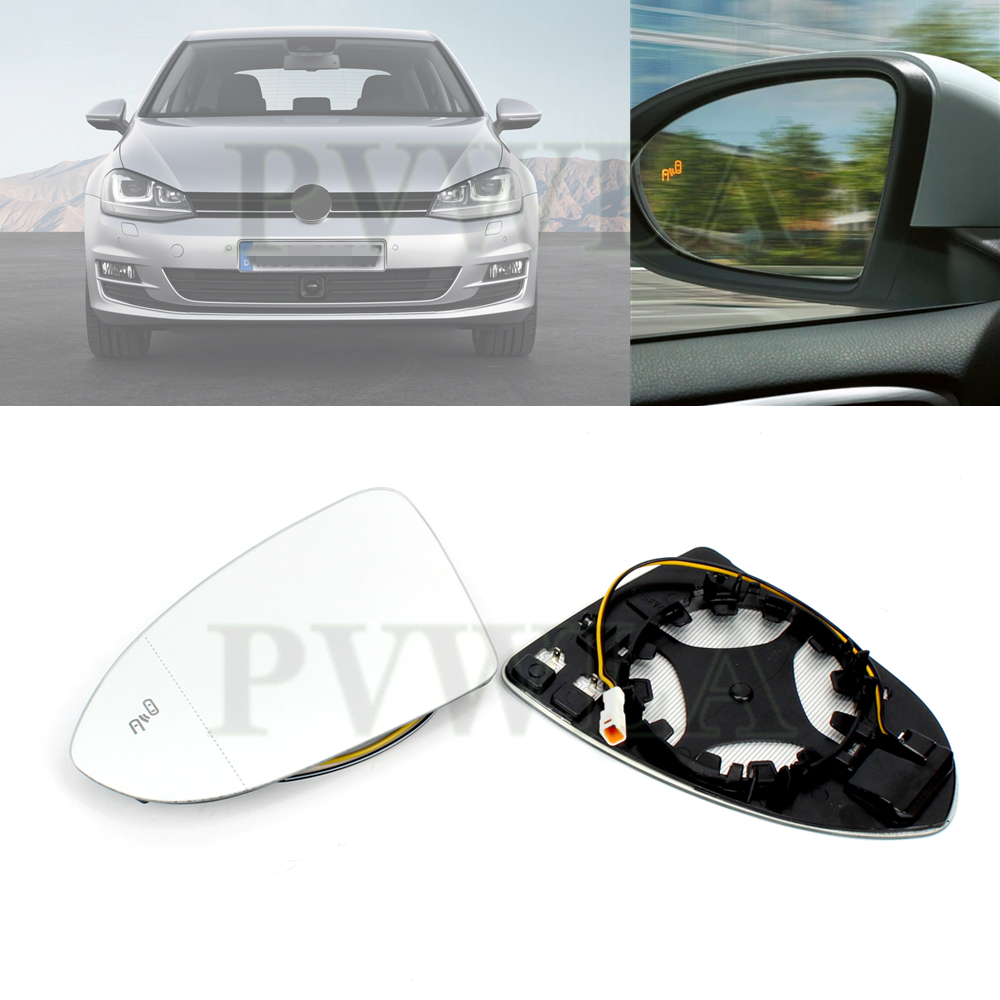 Espejo retrovisor de cristal para puerta delantera, punto ciego calefactable, para VW Golf 7 7,5 2013 2014 2015 5G0857521 2016 2017 2018 2019 2020