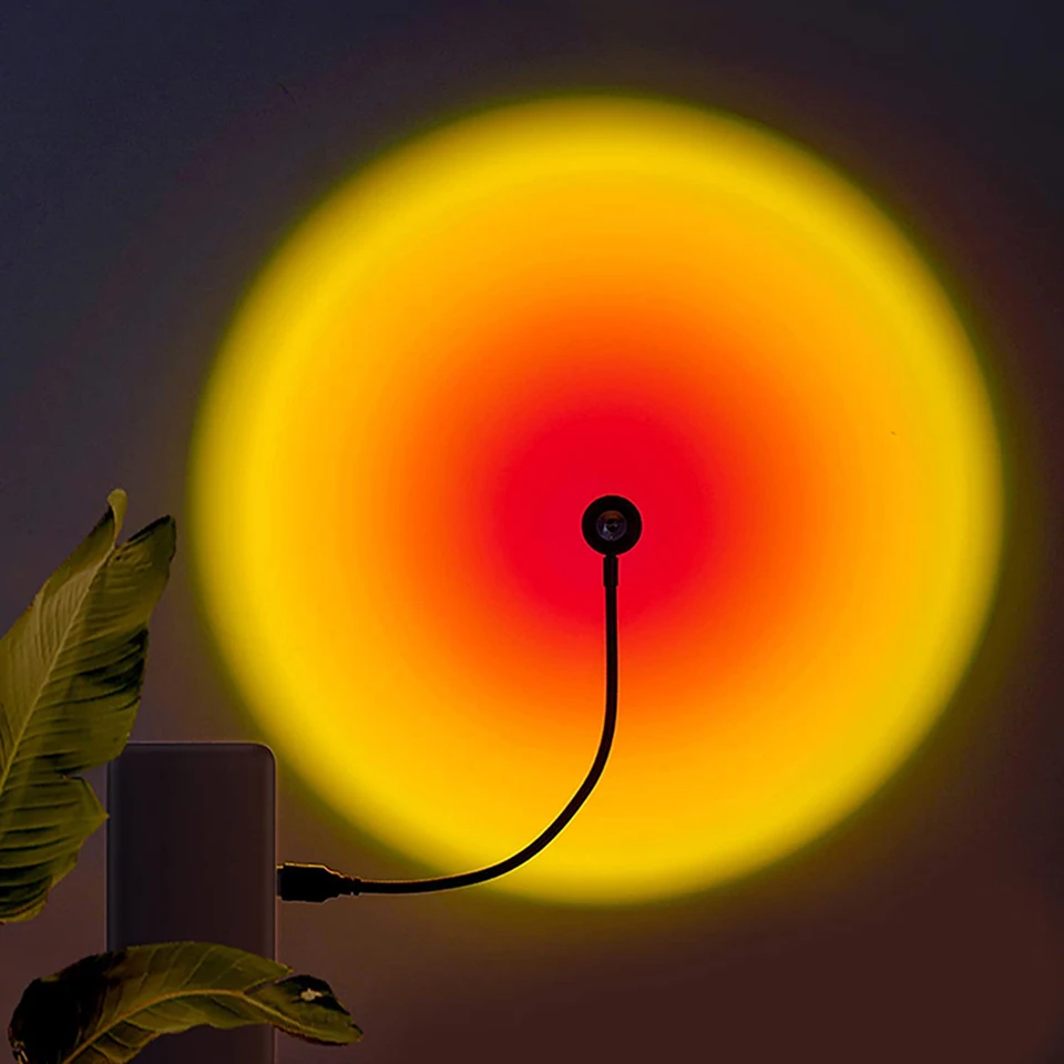 Envío Directo, lámpara LED de puesta de sol USB sin marca a elegir, proyector de luz nocturna de neón arcoíris, iluminación de ambiente de pared para fotografía