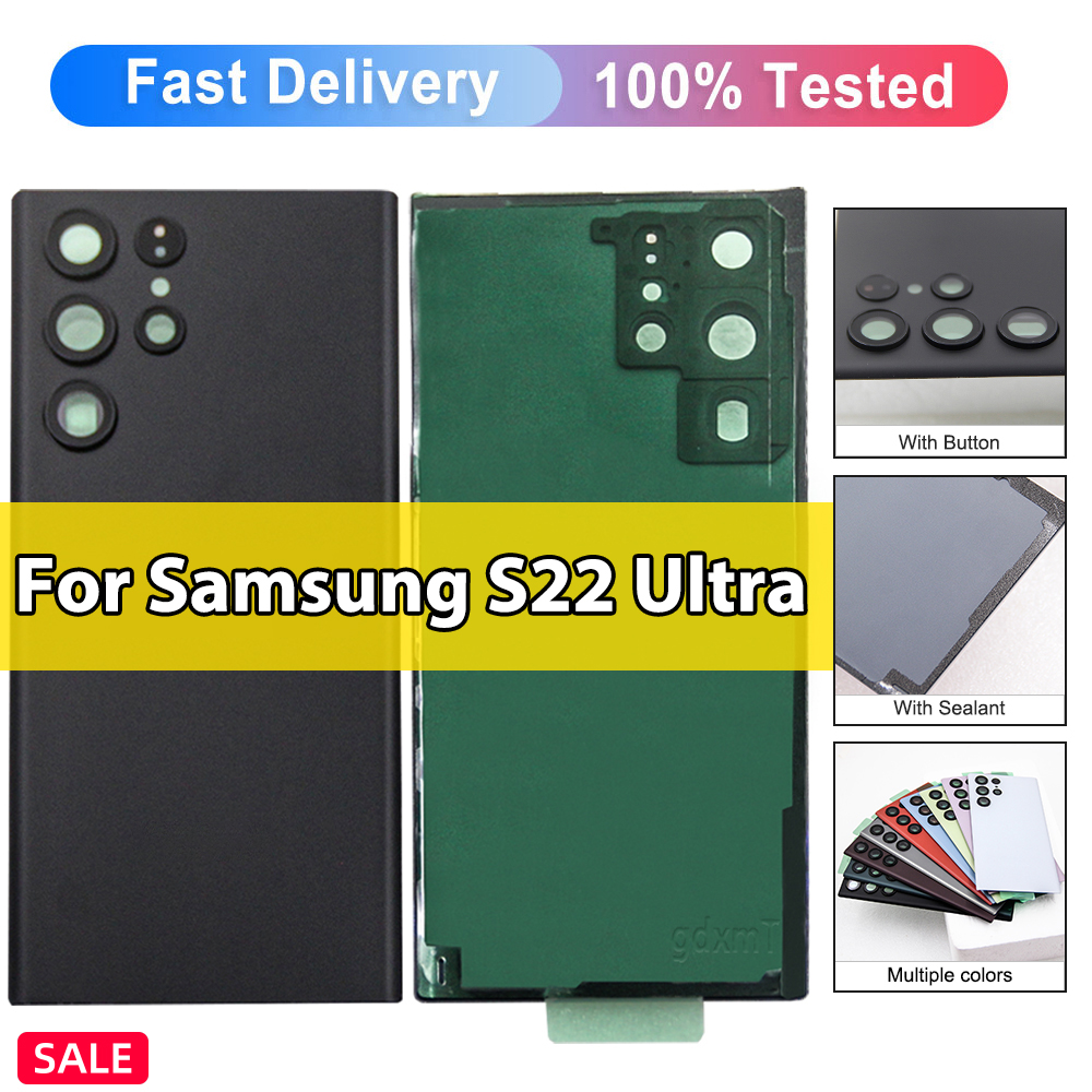 Para samsung s22 ultra 5g s908b s908b/ds bateria capa traseira s22ultra capa de bateria porta traseira habitação painel caso lente da câmera peças