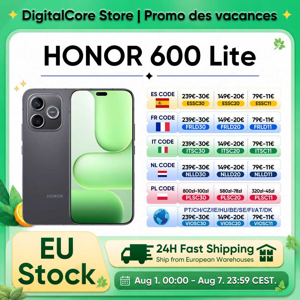 NUOVO HONOR 600 Lite 5G 2026, Smartphone con MediaTek Dimensity 7100 Elite, Display AMOLED 6.6โ 120Hz, Batteria 6520mAh, Ricarica Rapida 45W, Fotocamera AI 108MP