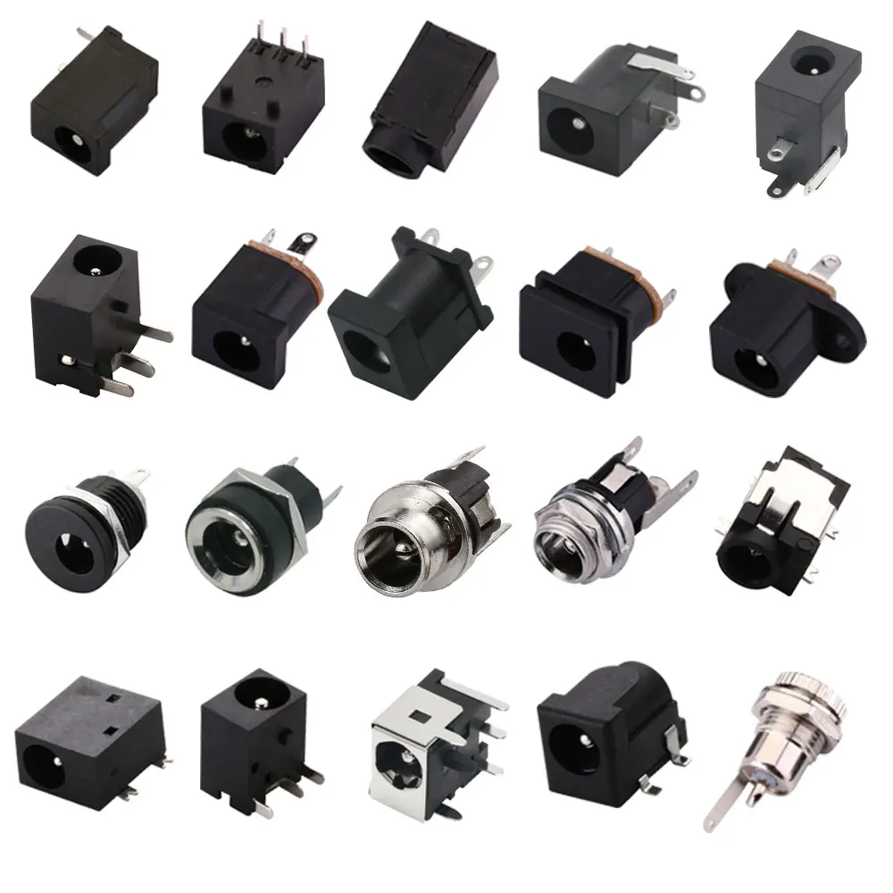 10PCS DC Connectors 5.5x2.1mm 3.5x1.3mm DC Power Vrouwelijke Jack Socket Moer Panel Mount DC Power Adapter Connector DC-005C/022/25M