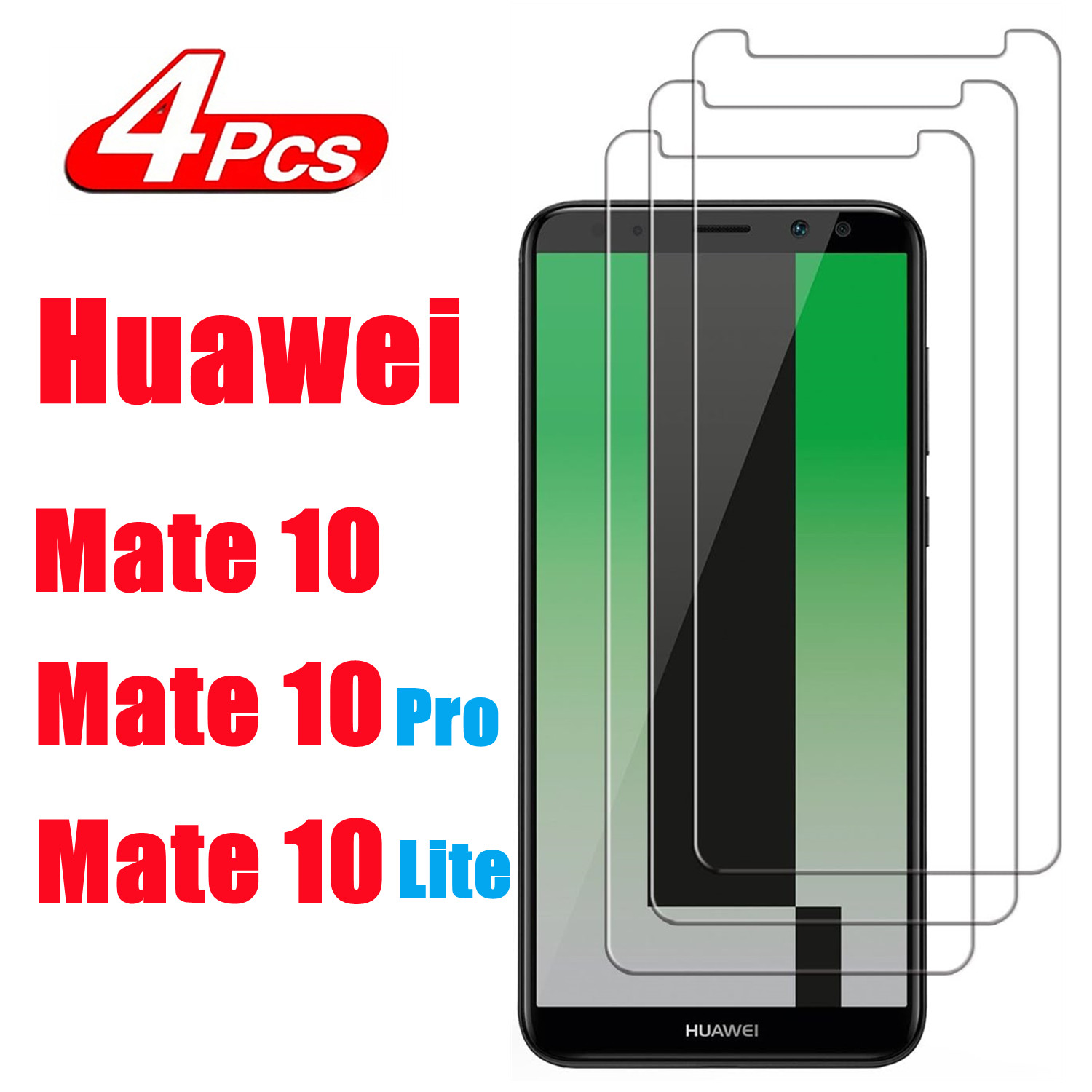 Pellicola protettiva in vetro da 2/4 pezzi per Huawei Mate 10 Lite 10 Pro in vetro temperato