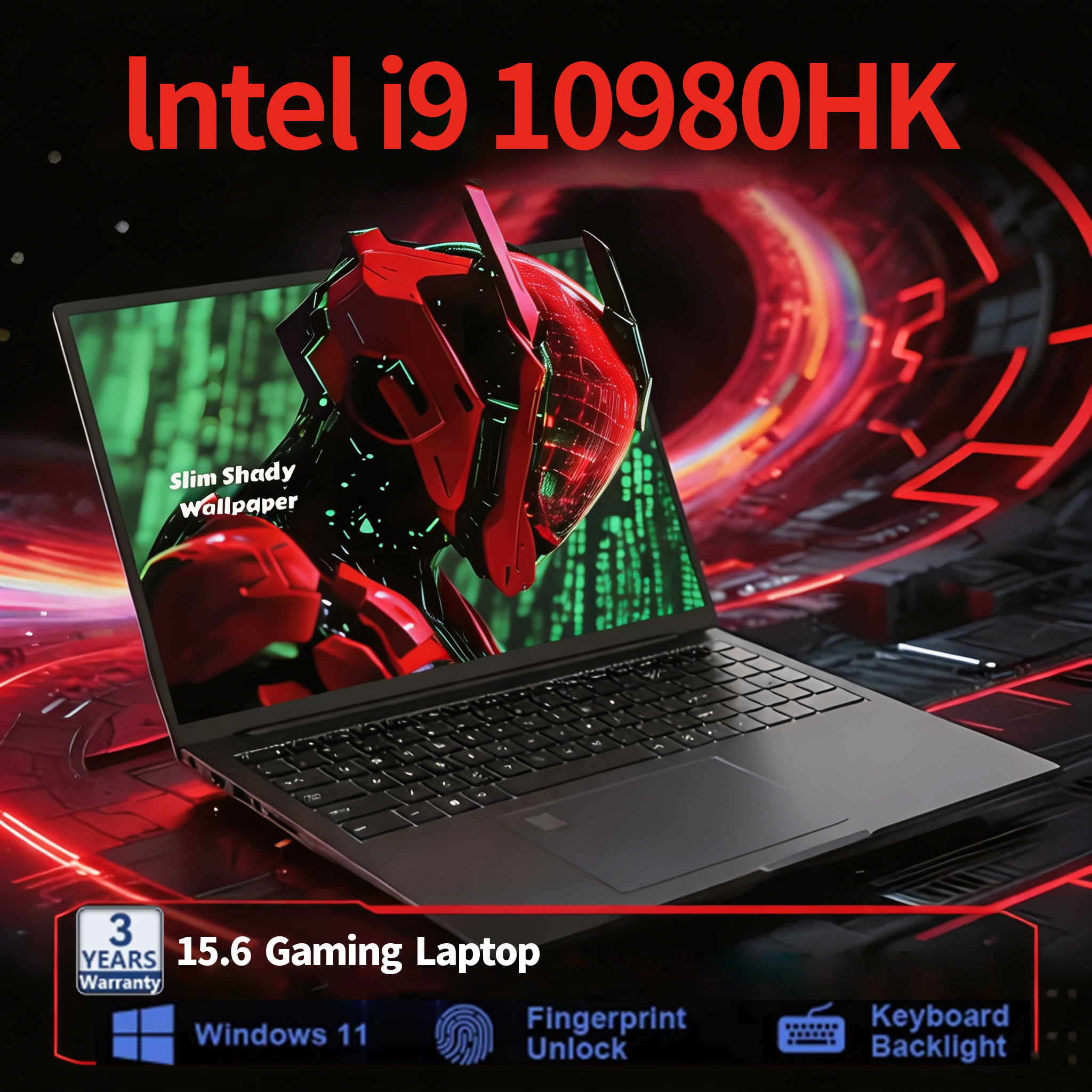 Computador portátil de 15,6 polegadas com Intel Core i9 10980HK, Windows 11 Pro, 32GB de RAM, SSD de 512GB/1TB/2TB, notebook portátil para escritório e estudo.
