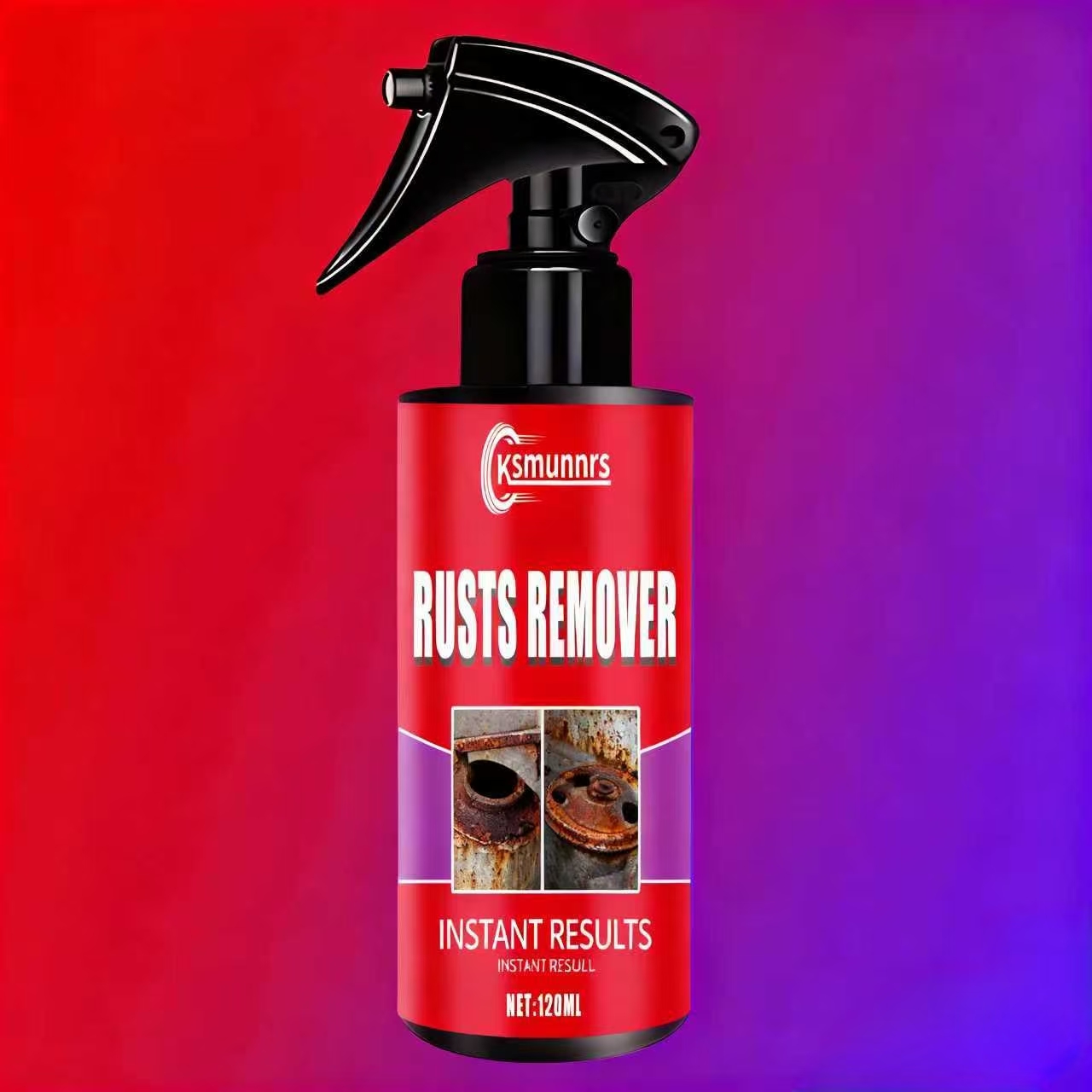 Ksmunnrs 120ML roestverwijderingsspray, onmiddellijke resultaten Multifunctionele roestremmer voor metalen oppervlakken, snelwerkende roestverwijdering en P