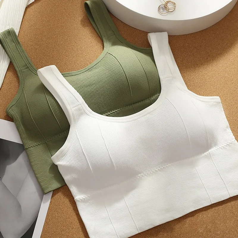 Soutien-gorge rembourré sans fil intégré pour femme, court, confortable, sexy, yoga, entraînement, sport