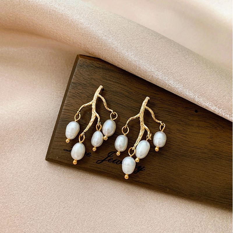 Individuelles Ast-Design, natürliche Süßwasserperle, 14 Karat Gold gefüllt, Damen-Quasten, Ohrstecker, Schmuck für Frauen, Geschenke