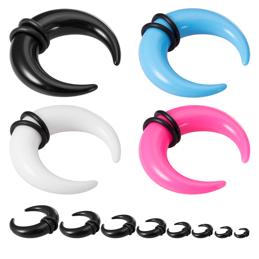 1 paire grande taille corne de buffle Septum anneau Piercing blanc Auqa acrylique oreille cône civière expanseur Punk corps bijoux