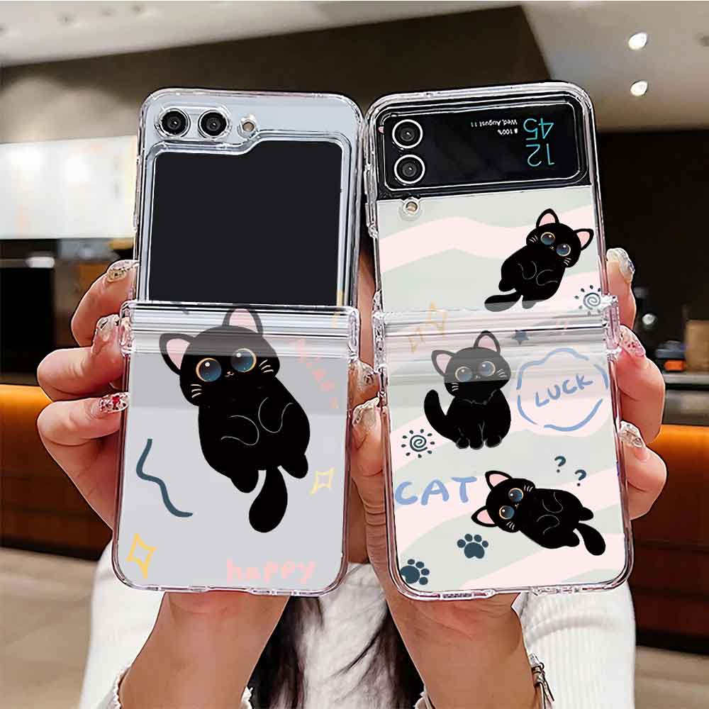 Etui do Samsung Galaxy Z Flip 6 5 4 3 Transparent Hard Folding Luxury Pattern For Samsung Z Flip3 Flip4 Flip5 Flip6 Clear Cover