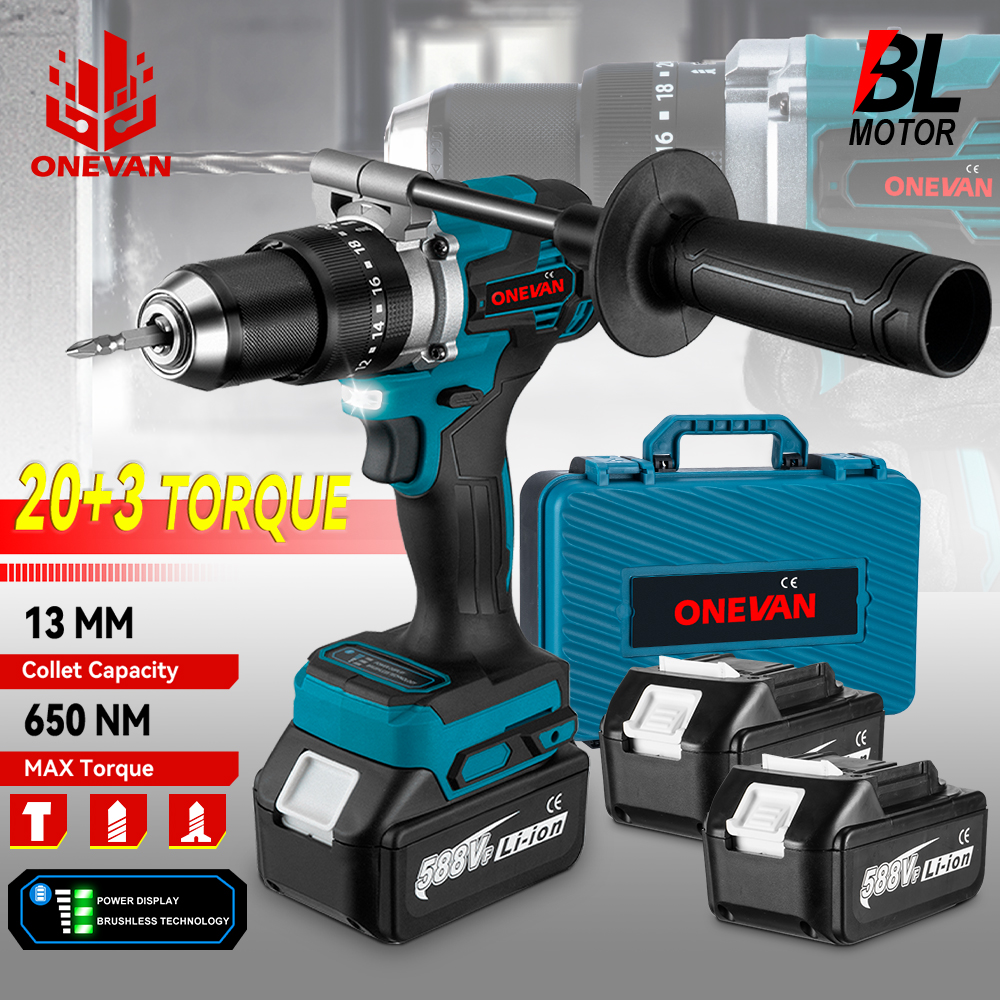 1500W 브러시리스 전기 충격 드릴 20+3 토크 3In1 전기 스크루드라이버 해머 드릴 Makita 18V 배터리용 전동 공구