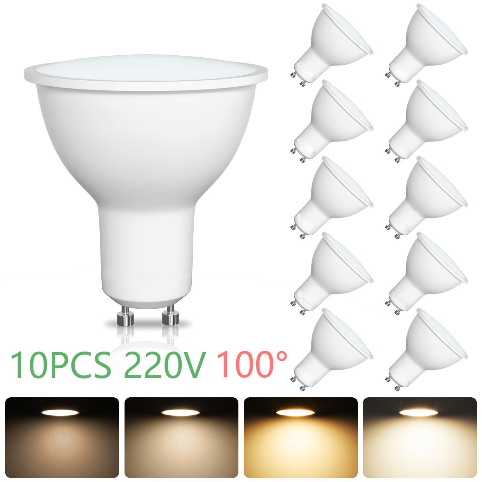10PCS GU10 หลอดไฟ LED 220V 5W 3000K หรี่แสงได้ 505LM หลอดไฟประหยัดพลังงาน 100 °   มุมลําแสงกว้างสําหรับห้องครัวห้องน้ําห้องนอน