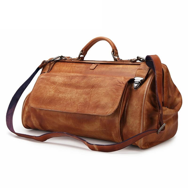 Vintage 100% lederen plunjezak reisbagage tas dokter weekendtas ontwerper schoudertas Tote handtas