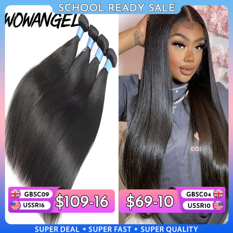 Wow Angel ตรง 28 30 นิ้ว Remy บราซิลผมมนุษย์รวมกลุ่ม 100% Silky Hair 3/4 ชิ้นต่อผมมนุษย์ Virgin Hair