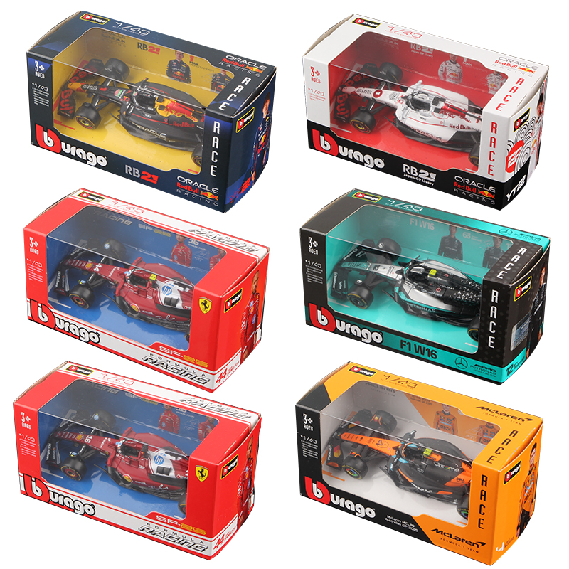 Bburago 1:43 Model Samochodu Formuły 1 z Odlewu Stopu na Sezon 2025, Zabawka Formuły 1 z Odlewu Ciśnieniowego SF25 RB21 W16 MCL39 Red Bull Mercedes Ferrari McLaren