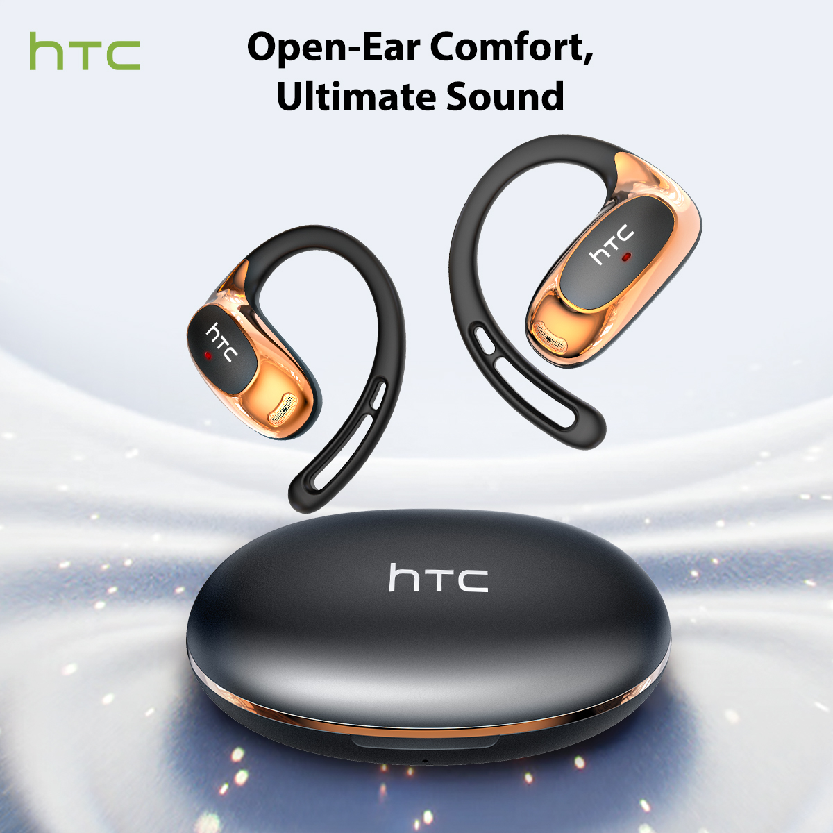 HTC NE35 Bluetooth V6.0 AI Übersetzungskopfhörer OWS Sportkopfhörer Bequemer, ultraleichter kabelloser Ohrbügel-Kopfhörer mit Mikrofon