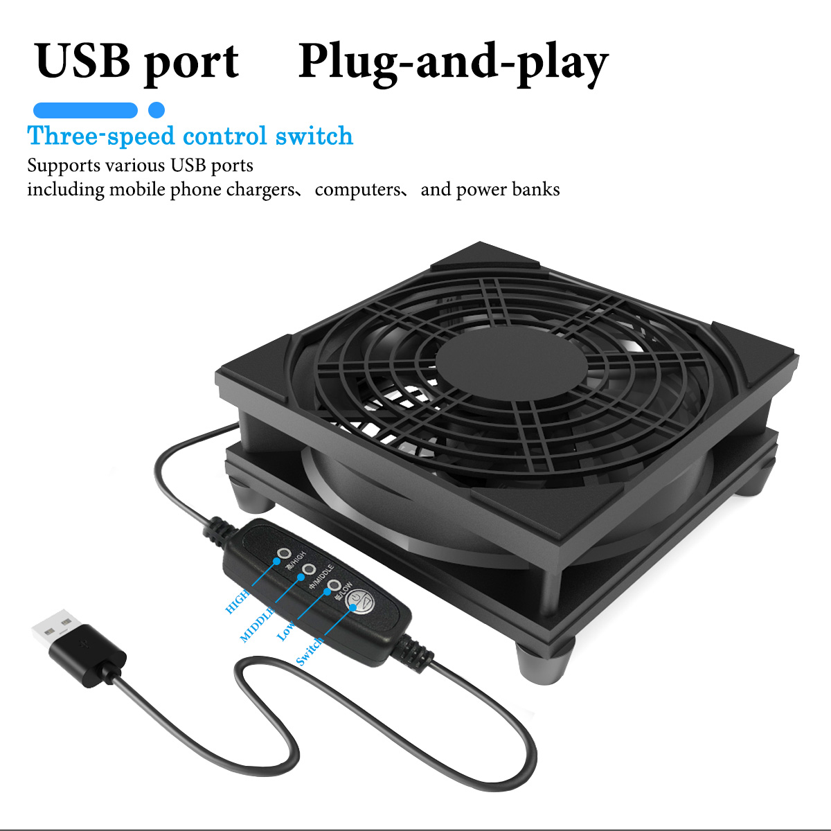 1 USB per PC supporta la regolazione a 3 velocità. La ventola del computer è silenziosa. La ventola di alimentazione da 5 V è dotata di un regolatore di velocità, su