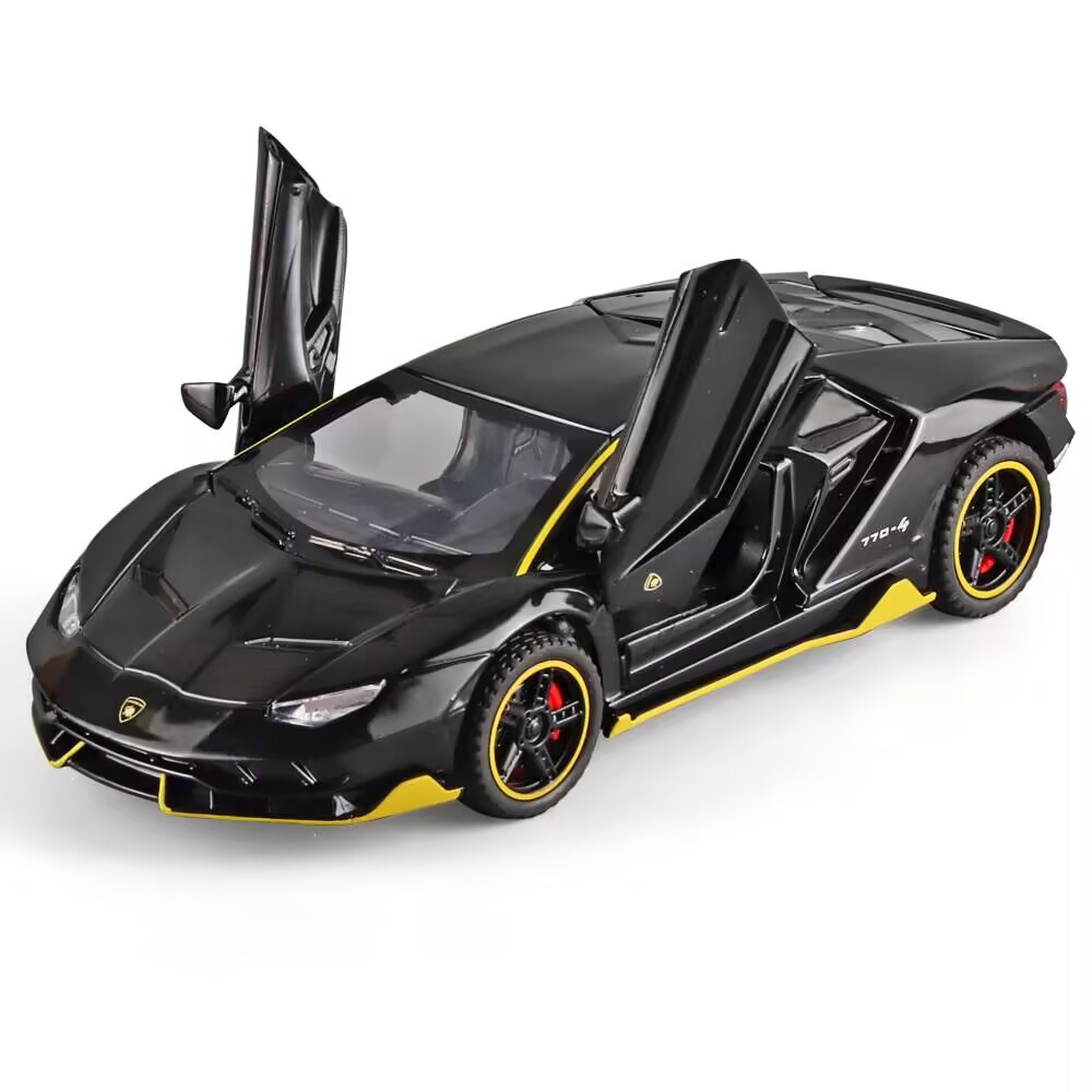 ダイキャスト合金車モデルLP770-4,コレクションレベル,スプレーペイント,リバウンドパワーエンジン,ライト付きサウンド,1:32