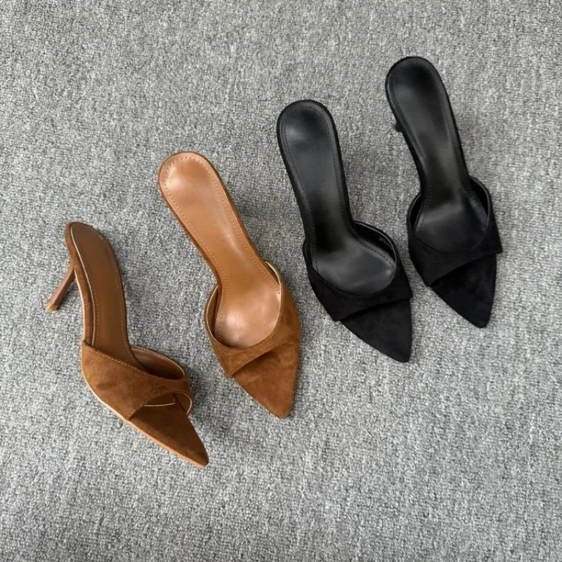 New Sexy Thin High Heels Women Slippers Street Style Party Stripper Sandals Summer Open Toe Slip On Slide Shoes