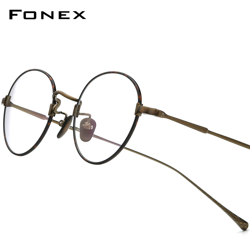 FONEX titane lunettes cadre femmes marque Design petites lunettes rondes hommes ultraléger haute qualité rétro lunettes japonaises 85690
