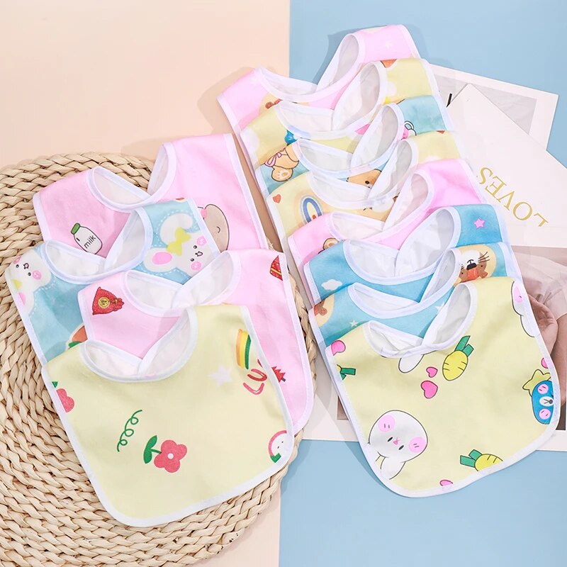 Babero impermeable de dibujos animados para bebé, súper suave babero para recién nacido, toalla de Saliva de terciopelo de cristal, 5 piezas al azar