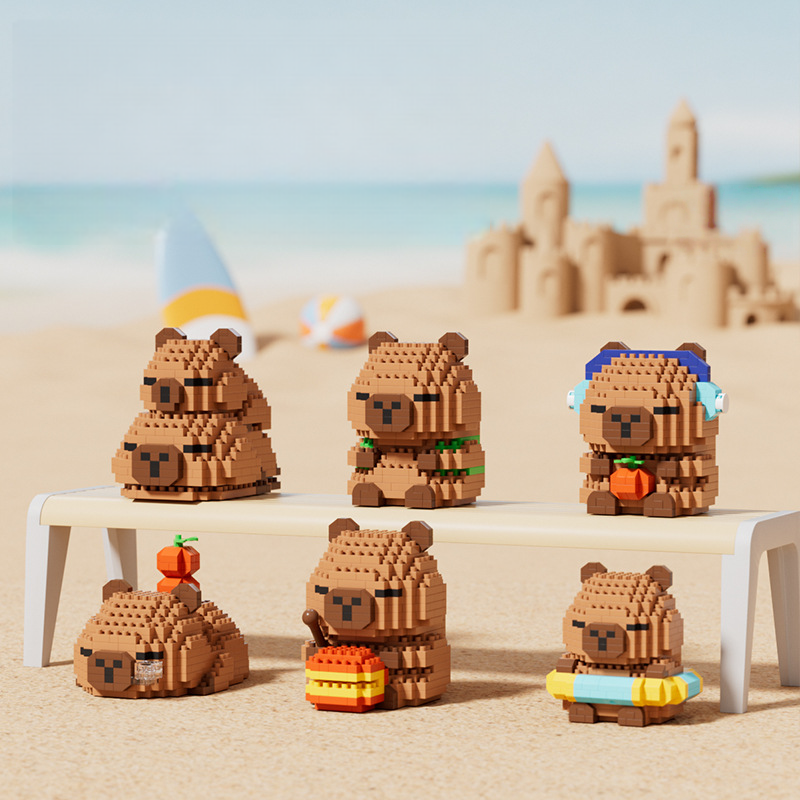 Cute doll Kapi Capybara Bala creative building blocks Capybara ornaments children's educational toys