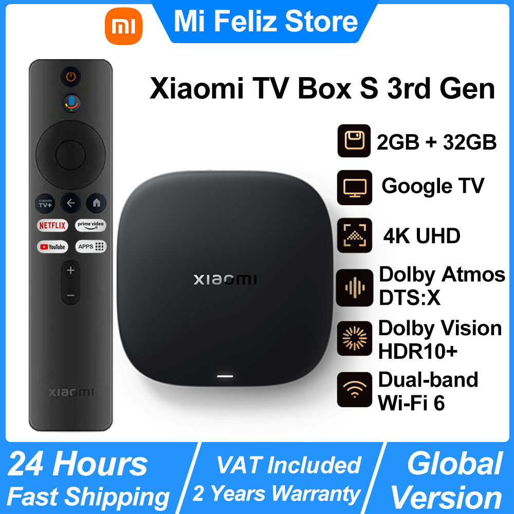 Nowy Xiaomi TV Box S 3rd Gen, Google TV Smart Android TV Box, 4K UHD WIFI 6 32GB ROM, Dolby Vision HDR10 + asystent Google, BT5.2