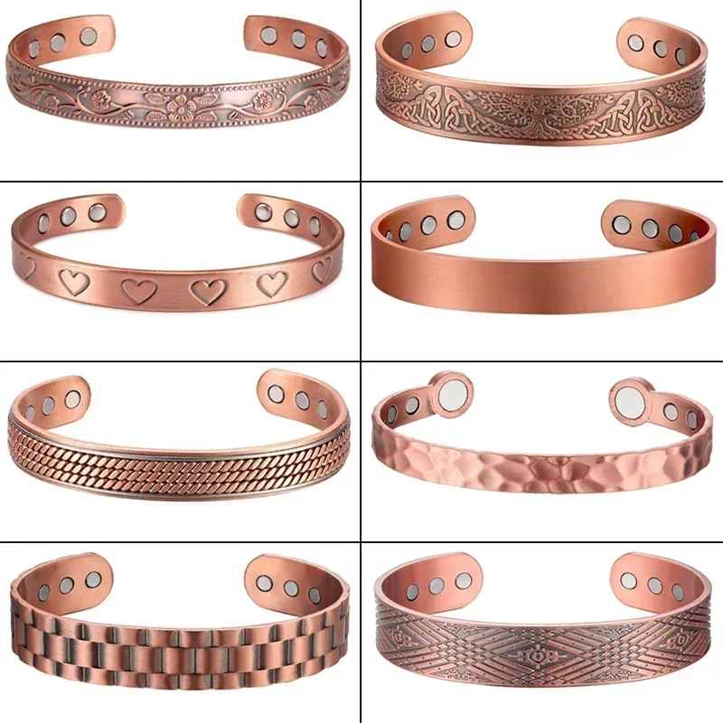 Reines Kupfer Magnetische Armband Männer Arthritis Einstellbare Magnete Frauen Manschette Therapie Gesundheit Energie Armreifen Dropshipping/Großhandel