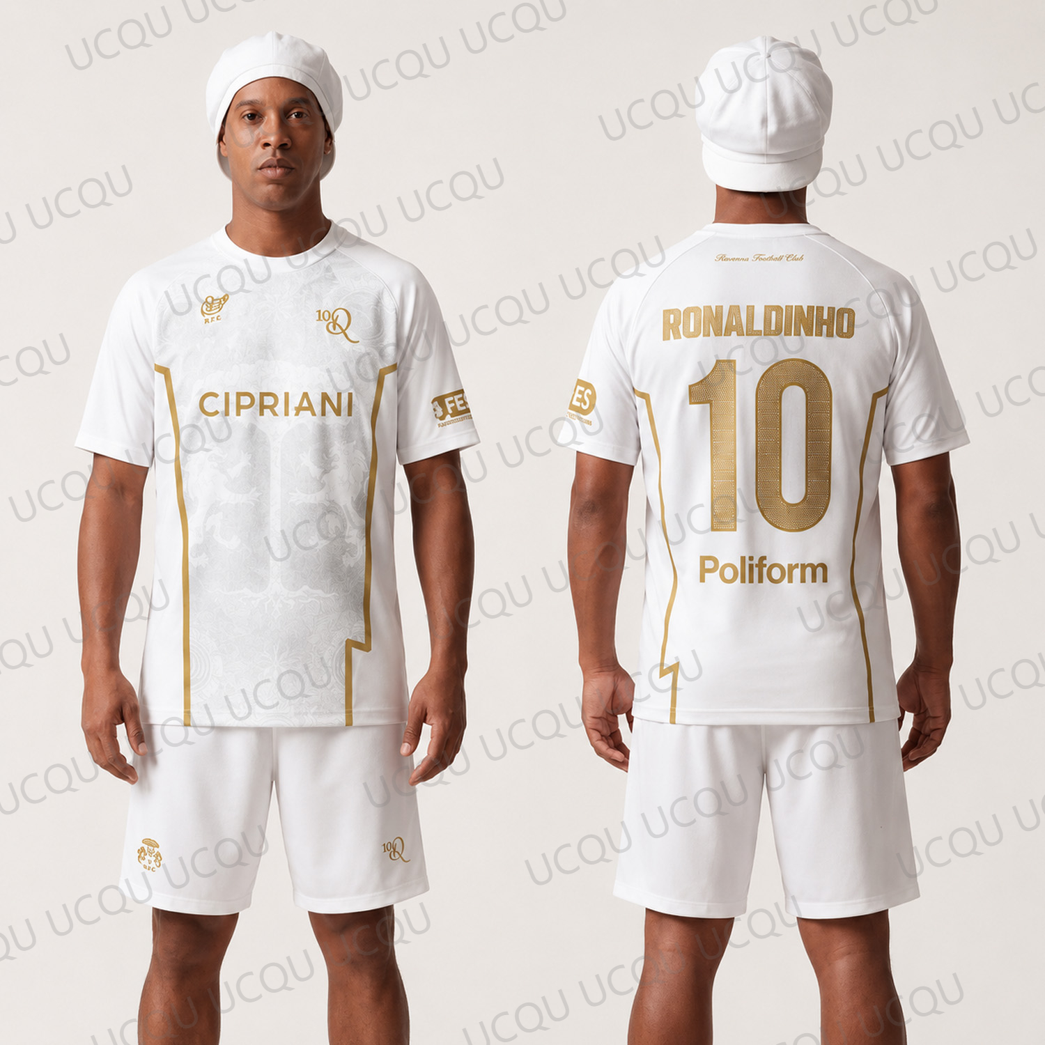 Nouveau Maillot de Football Vintage Italie Ronaldinho N°10 2026 Blanc et Or – Édition Collector pour Fans Rétro