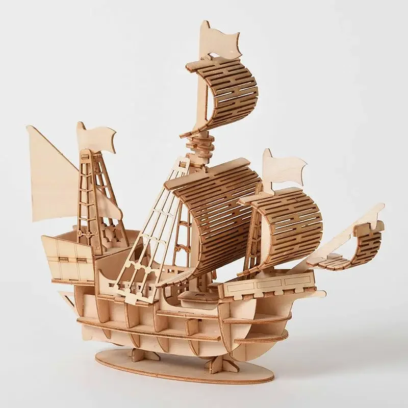 DIY żaglowiec zabawki 3D drewniane puzzle zabawki montaż Model zestawy rzemieślnicze z drewna dekoracja biurka dla dzieci dzieci
