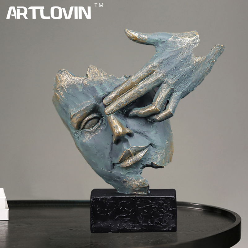 Escultura coleccionable de Arte de personaje abstracto, estatuilla de pensador de resina, estatua de cara, estantería, habitación, accesorios de decoración del hogar, nuevo