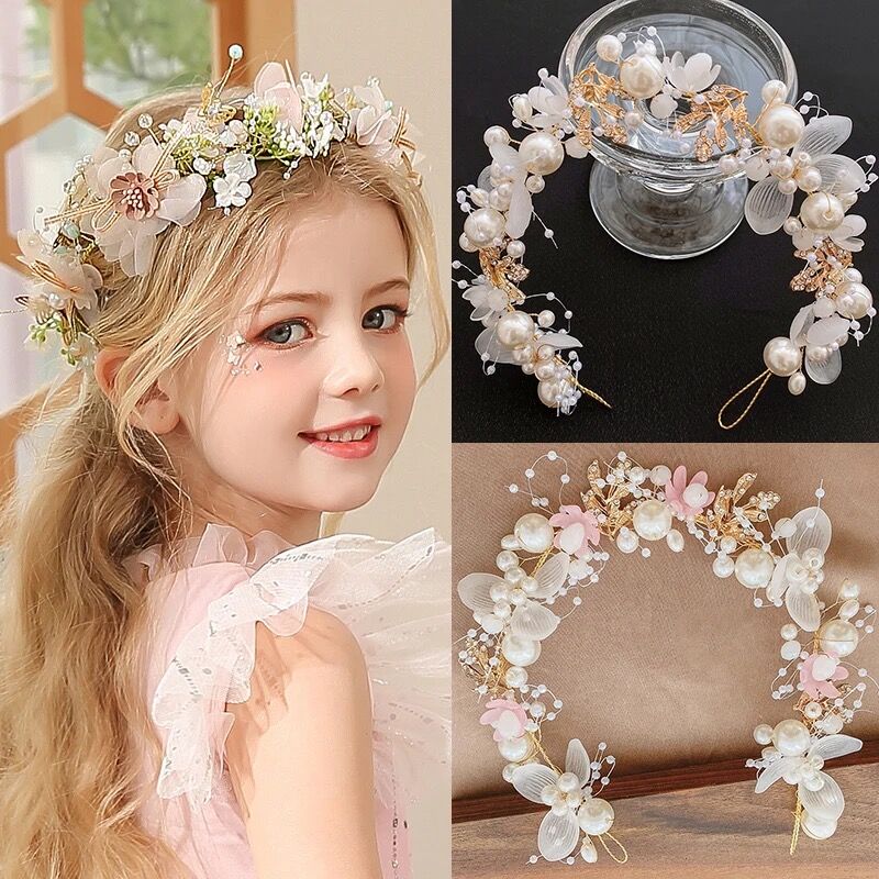 Perlenblumen-Stirnband, Braut-Kopfschmuck, Hochzeitskrone, Modischer Kranz, Armband, Tiara, Kristall-Kopfschmuck, Haarschmuck