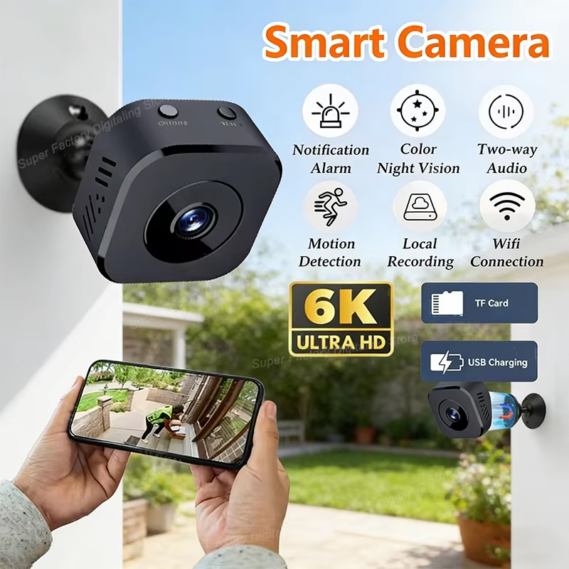 Мини-камера видеонаблюдения Pro 4K FullHD с Wi-Fi, двусторонней аудиосвязью, обнаружением движения и инфракрасным ночным видением