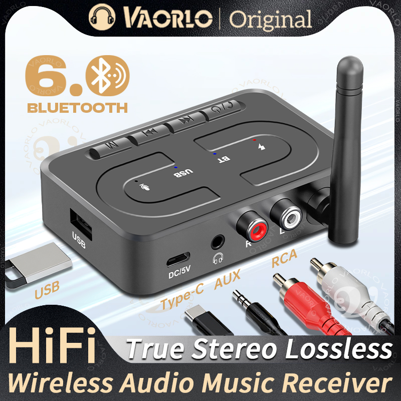 Récepteur audio Bluetooth 6.0, adaptateur sans fil USB U-Disk avec micro HD, antenne, AUX 3,5 mm, RCA, stéréo HIFI pour haut-parleur de voiture, amplificateur