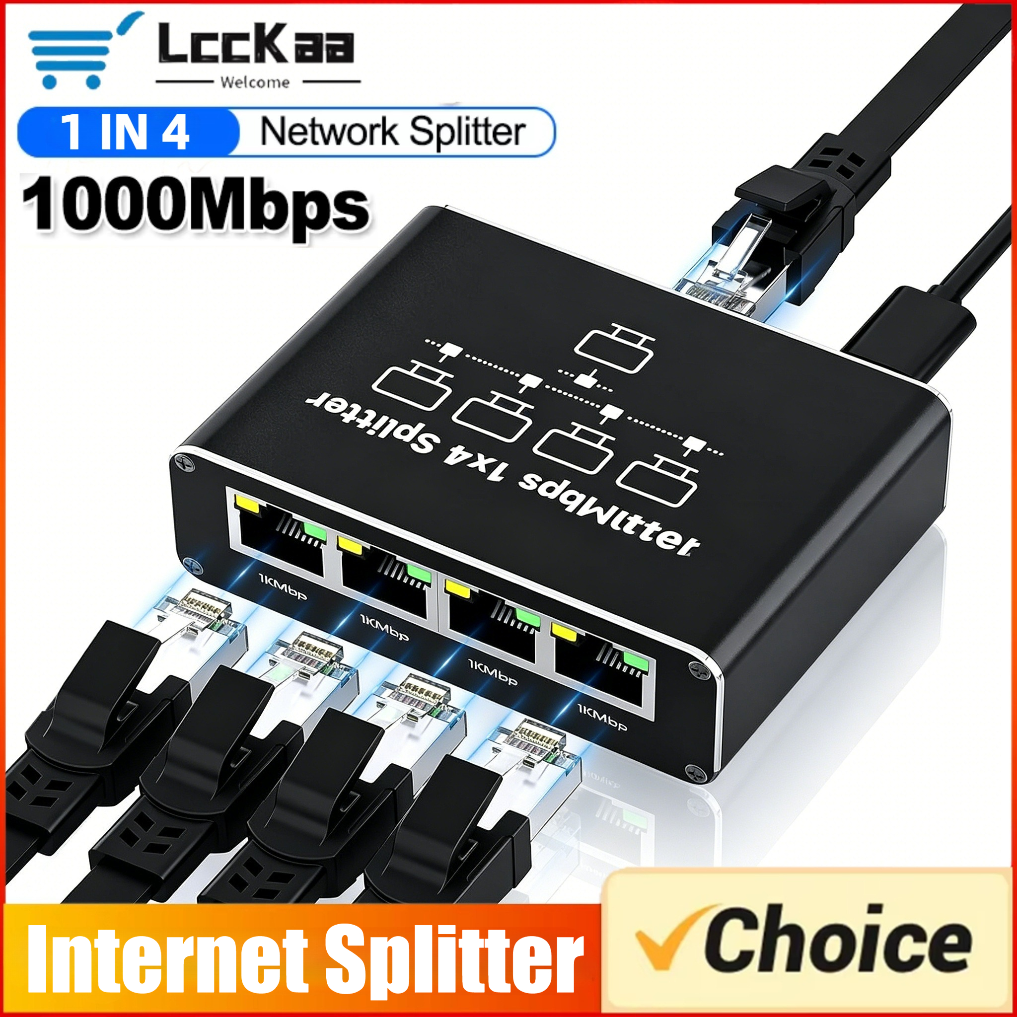 Commutateur Ethernet Gigabit, séparateur Ethernet 1 à 2/3/4, 1000Mbps, séparateur Rj45, adaptateur d'extension LAN Gigabit pour routeur, PC, ordinateur portable