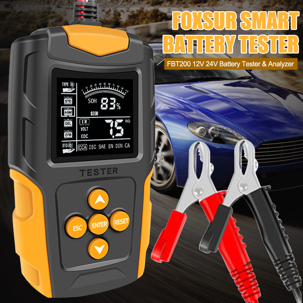 Probador de batería de coche, analizador Digital de carga, sistema de arranque, 12V/24V, CCA, 3Ah-200Ah, para coche, motocicleta, camión, barco