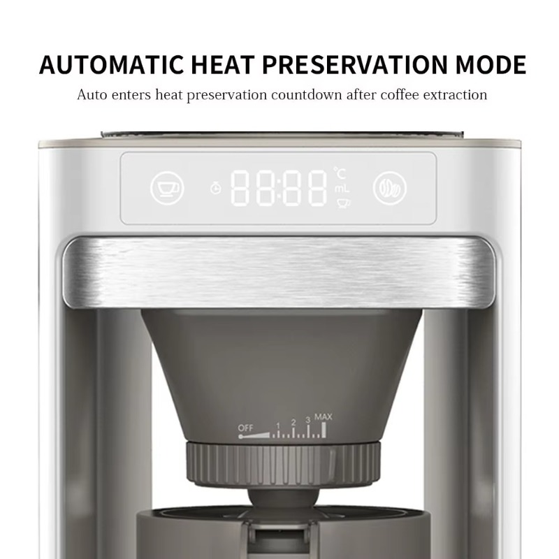 8-Cup Semi-Automatic Coffee Machine with 15 Bars Pressure Temperature Control & Self-Cleaning 1600W
