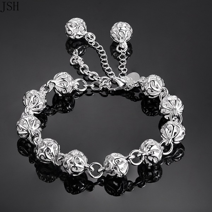 100% argento sterling 925 bellissimi braccialetti nobile top grazioso moda festa di nozze carino signora bella palla gioielli braccialetto da donna