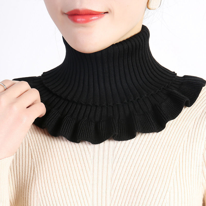 Algodão destacável feminino de malha gola alta, colarinho falso, protetor de cabeça, Quente, Moda, Inverno