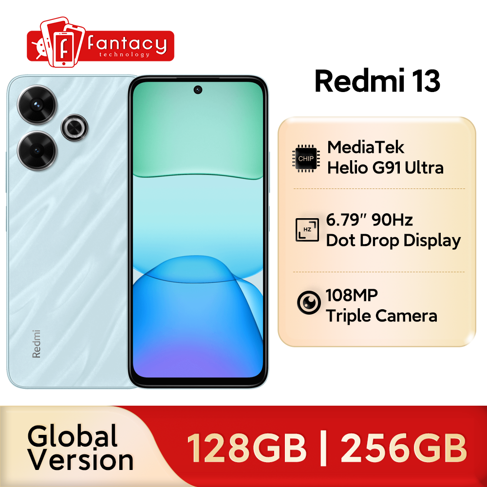 Xiaomi-redmi 13スマートフォン,mediatek helio G91-Ultra, 108MPカメラ,5030mah,33w急速充電,90hz画面,グローバルバージョン
