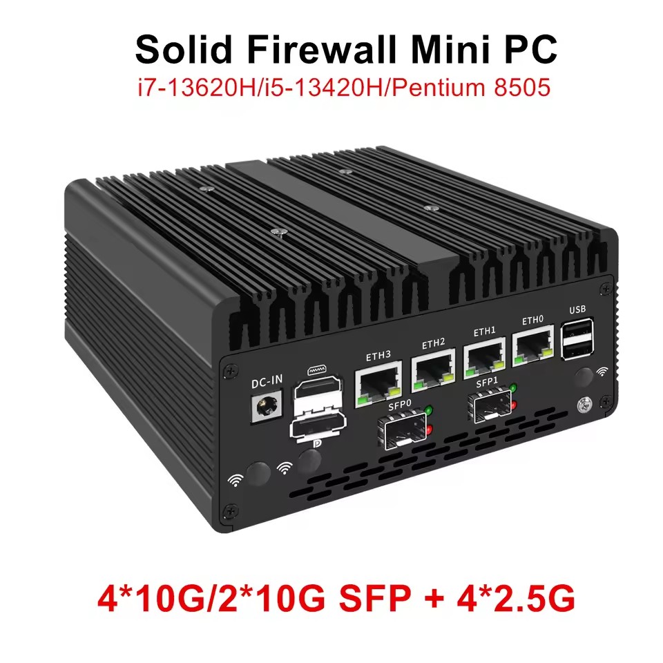 Topton novo intel i7 13620h 8505 firewall mini pc 4*/2*10g sfp + 4xi226-v 2.5g 2 * ddr5 nvme computador industrial servidor doméstico proxmox