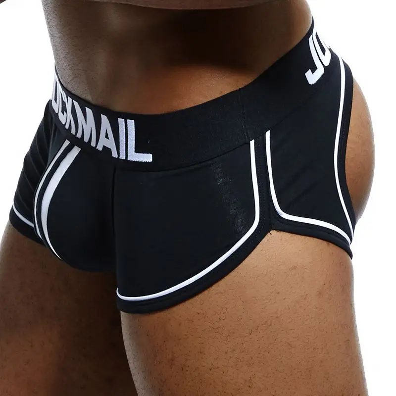 JOCKMAIL gejowska bielizna męska bokser bez pleców na ramiączkach sznurek Homme Slip Sexy erotyczne Homens męskie stringi i stringi Cueca