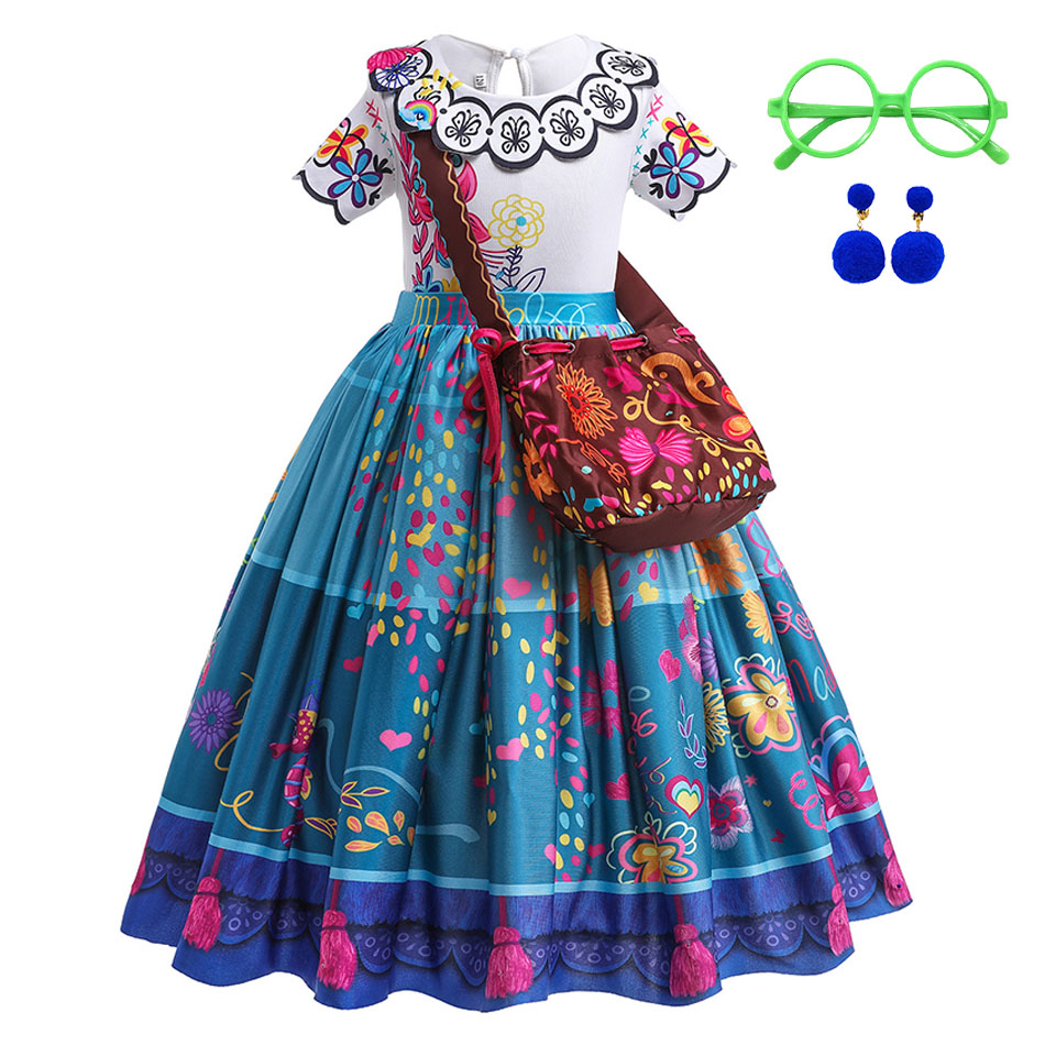 女の子プリンセスコスチューム子供エンカントハロウィンスイングフレア服子供プリントミラベル漫画ファンタジーコスプレドレス 3-12Y