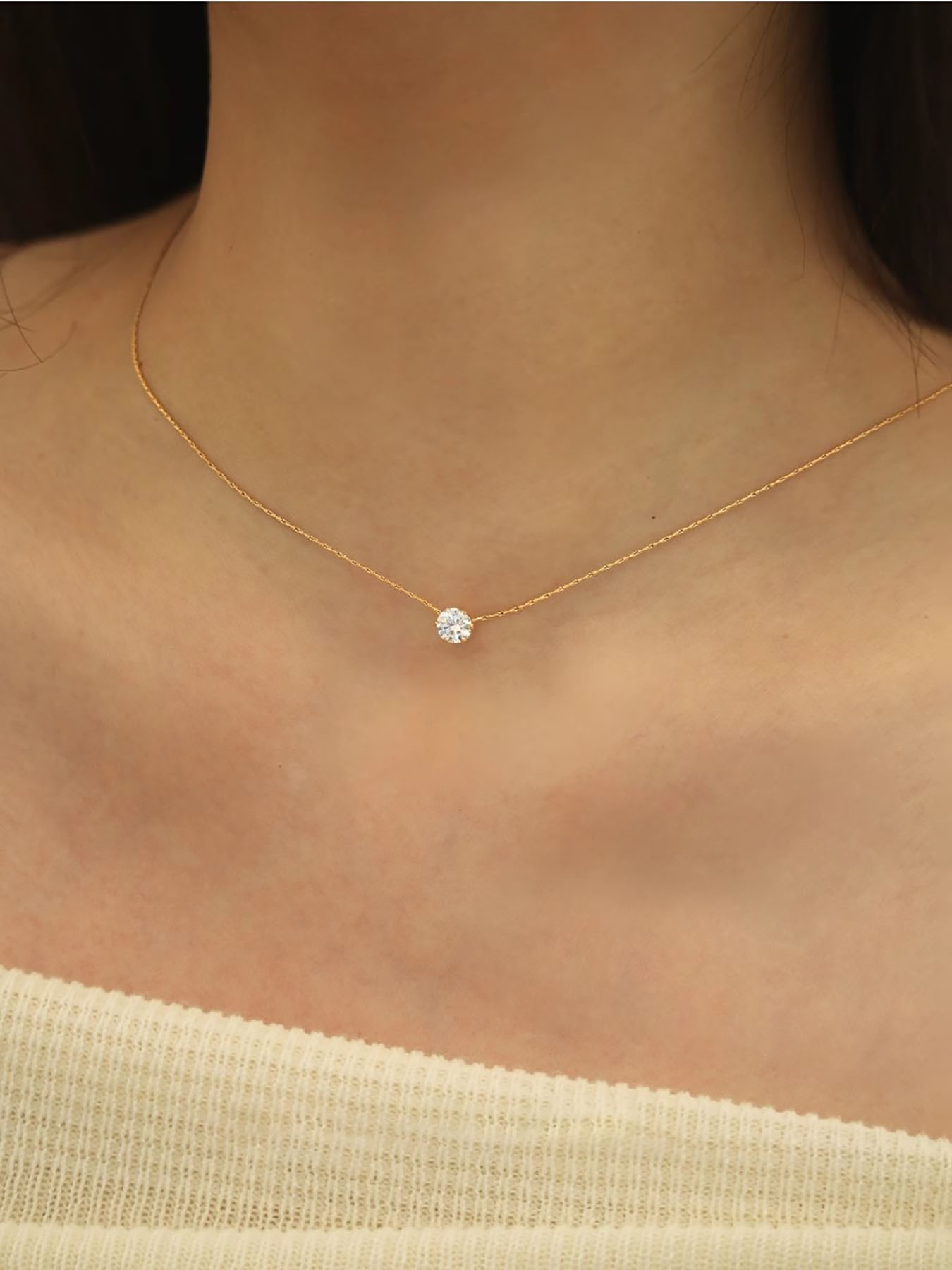 Peri'sbox-collar con dije de circonita solitario minimalista y delicado, cadena de acero inoxidable antideslustre, collar redondo de piedra Cz transparente, nuevo