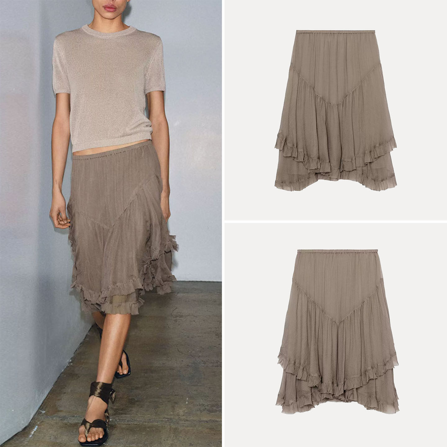 Fashionable Asymmetric Short Skirt Casual mid Waist Layered Design Women's Summer New Arrival ZADATA Brand Ladies Skirts